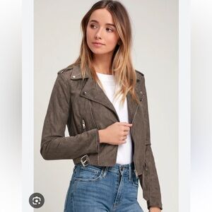 Lulus grey vegan suede moto jacket